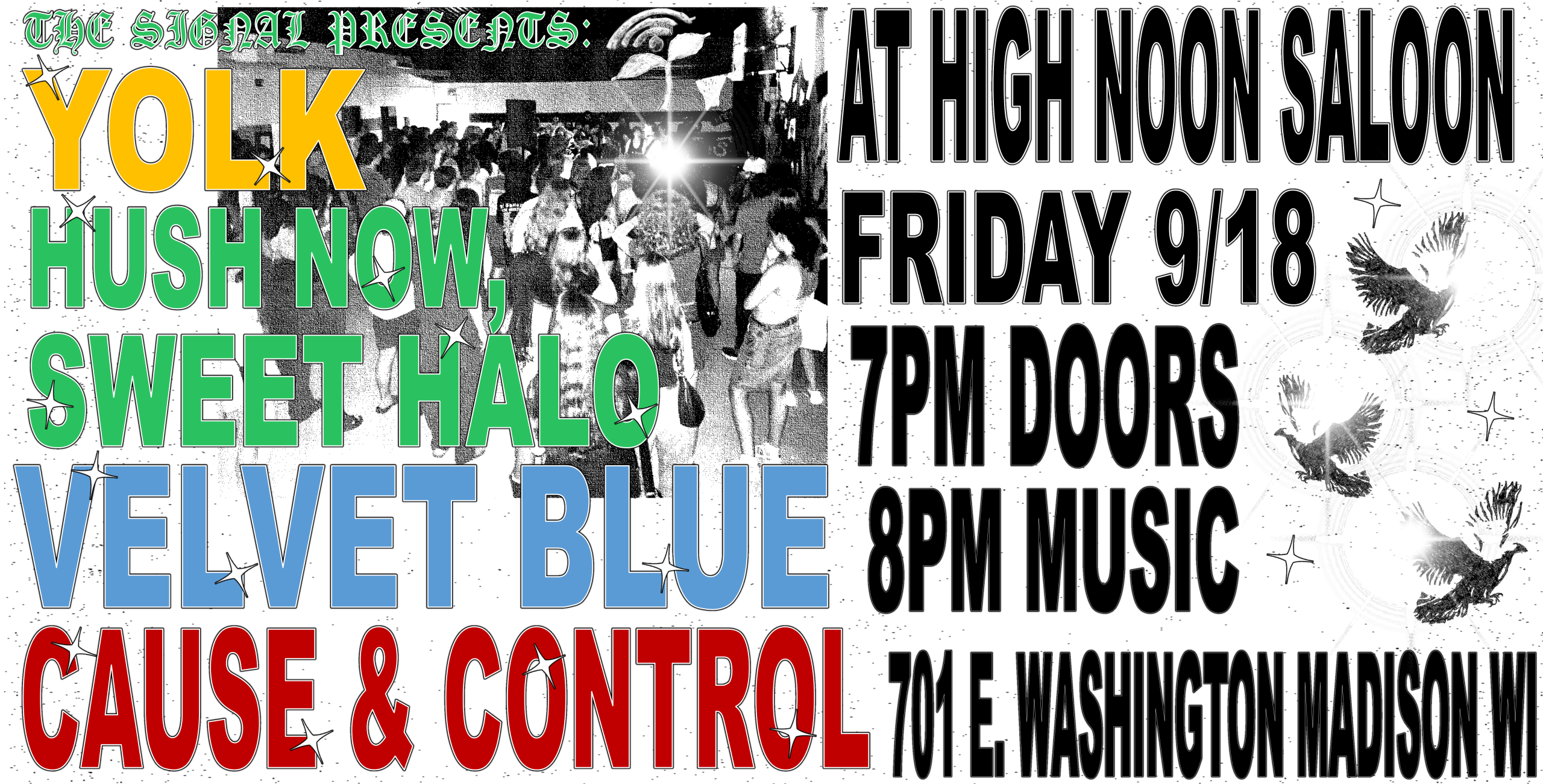 Yolk / Hush Now, Sweet Halo / Velvet Blue / Cause & Control at High Noon Saloon | Madison, Wisconsin on September 18, 2026